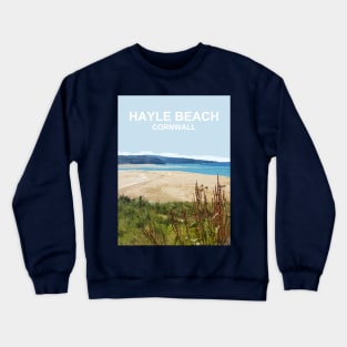 Hayle Beach, St Ives Bay Cornwall. Cornish gift. Travel poster Crewneck Sweatshirt